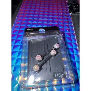 NWT Spencer Pierced Nation 14g 9/16" 316L Nipple Ring Silver Opal Iridescent Uni